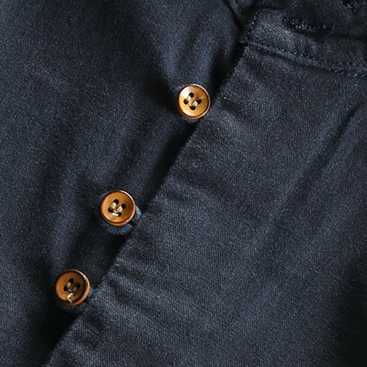 JOFOW Men's Long Sleeve Shirts Soulona Katana Vintage Soft Linen Japan Style Button Down Shirts