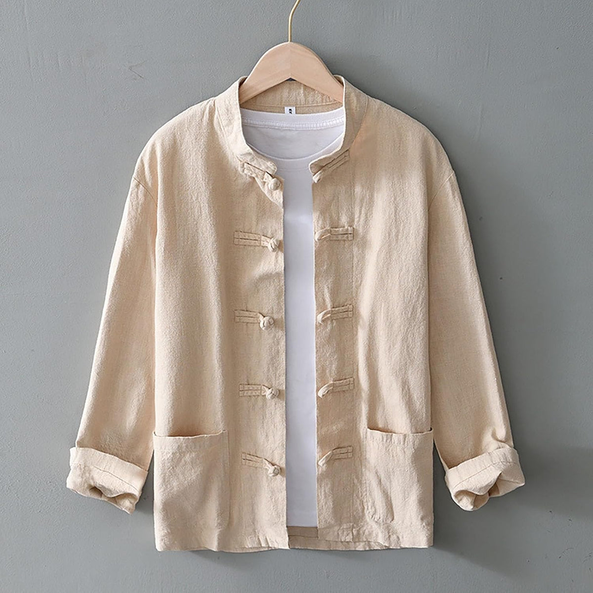 Men's Shirt Tang Suit Shirt Long Sleeve Traditional Kung Fu Uniform Chinese Frog Buttons Lightweight Jacket Summer