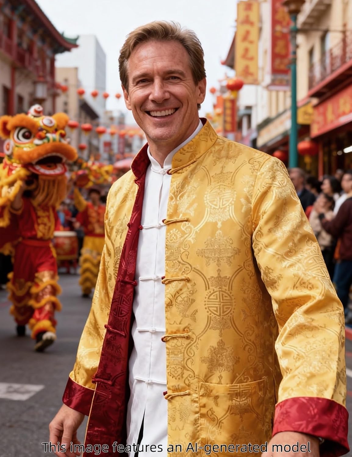Funny World Tang Suit Men Hanfu Chinese New Year Shirt Both Sides Top