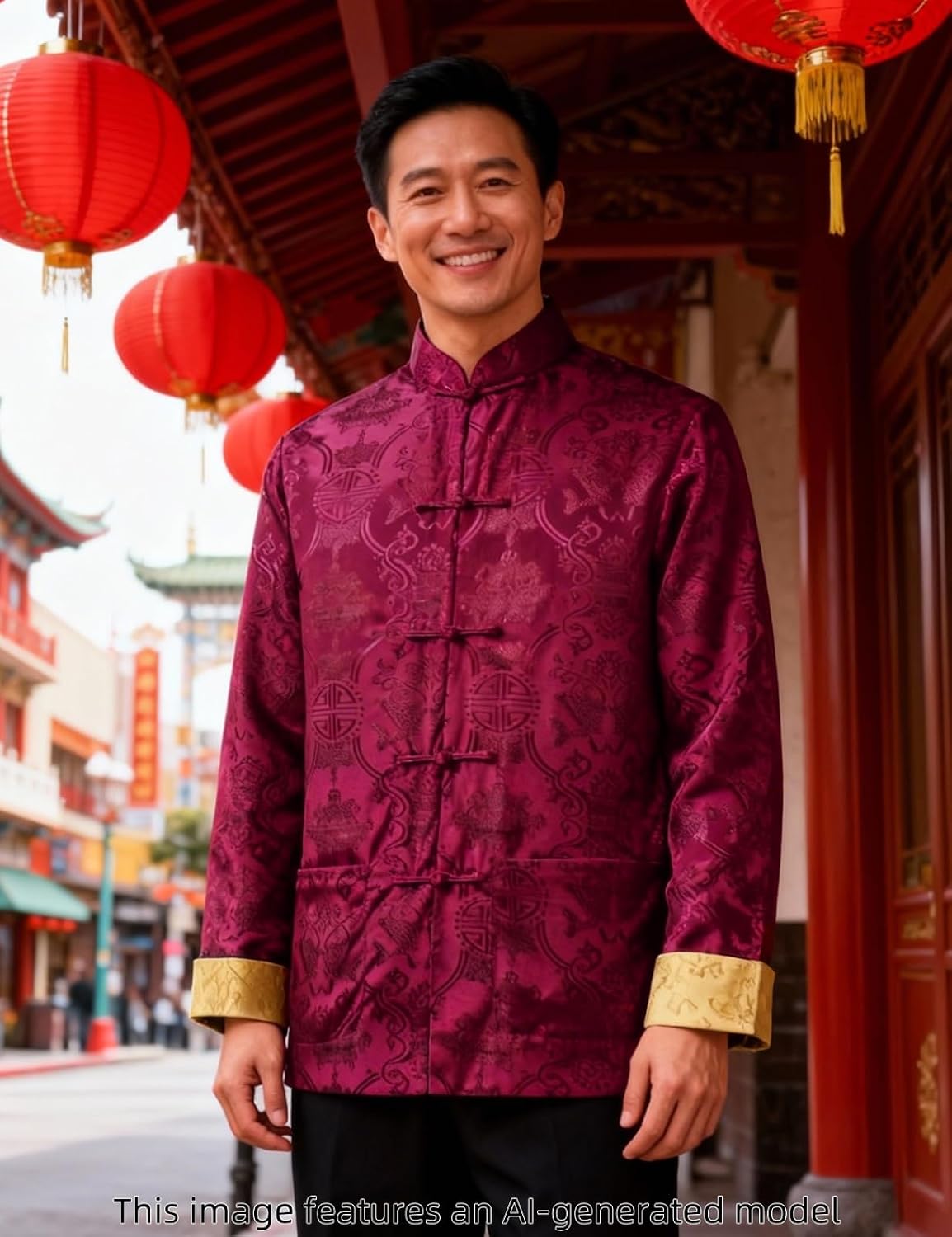Funny World Tang Suit Men Hanfu Chinese New Year Shirt Both Sides Top