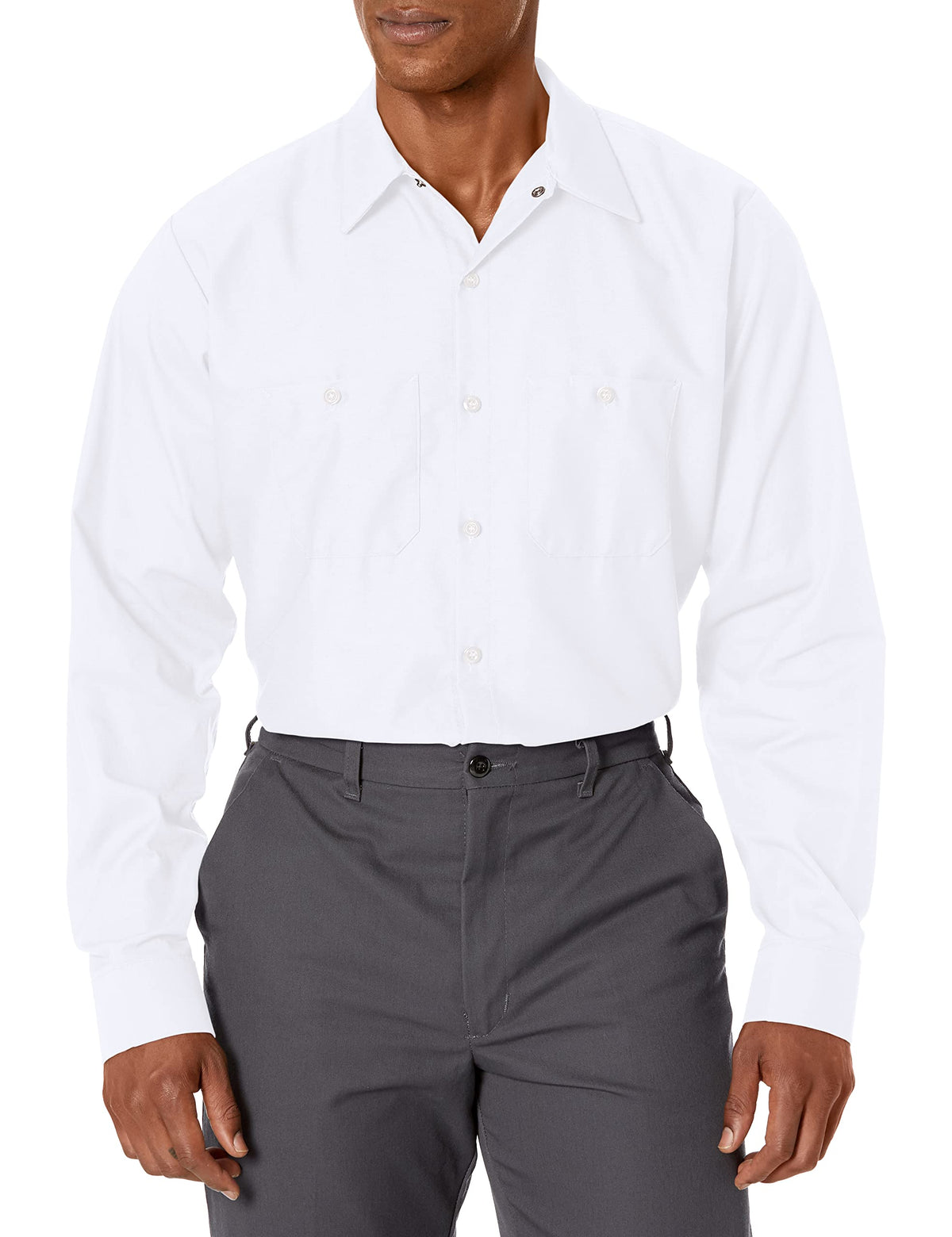 Red Kap Men's Long Sleeve Industrial Work Shirt | Moisture Wicking Button Up, Wrinkle Resistance Fights Fading & Stains