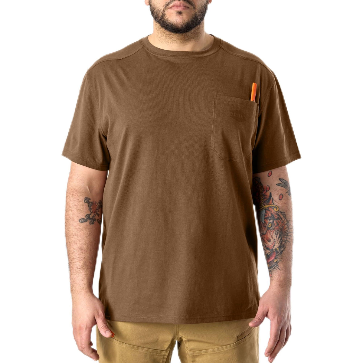 BRUNT Short-Sleeve Pocket T-Shirt - Comfortable Mid-Weight Build - Drop Shoulder Seam
