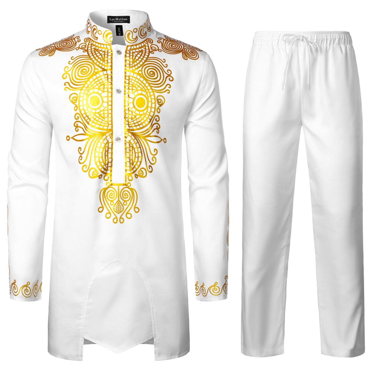 LucMatton Men's African Attire 2 Piece Dashiki Outfit