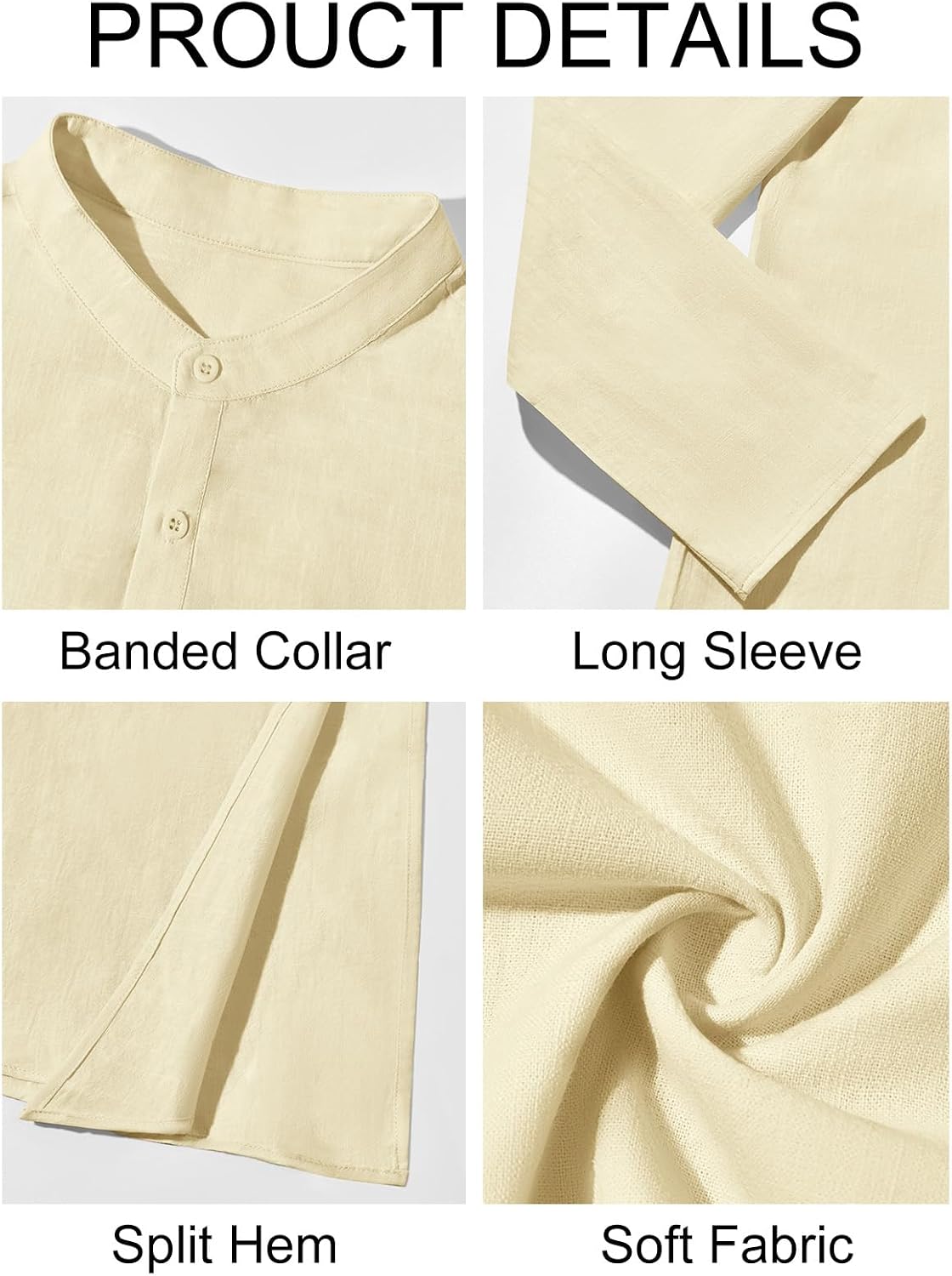 Runcati Mens Kaftan Robe Thobe Cotton Long Sleeve Henley Shirt Casual Muslim Gown Kurta Tops