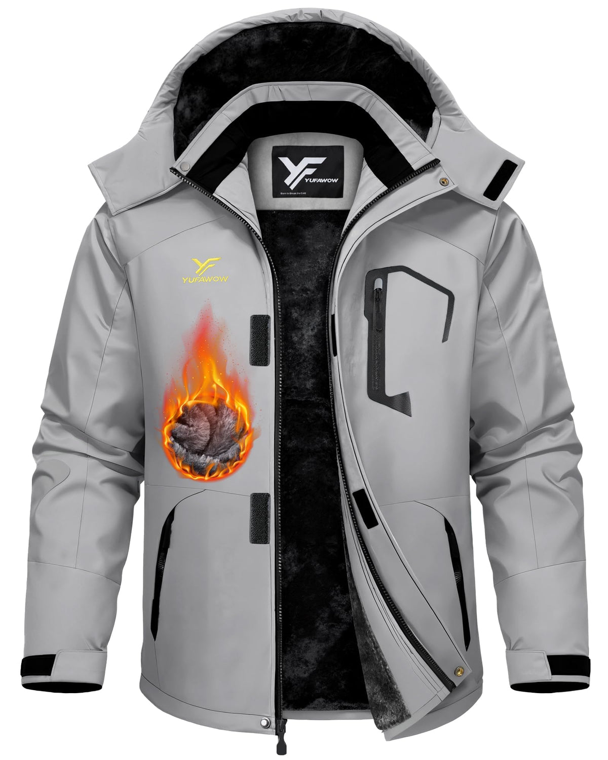 Men Winter Jacket Waterproof Windbreaker Warm Fleece Lined for Winter Outdoor Work Sports Skiing Snowboard Camping Hiking