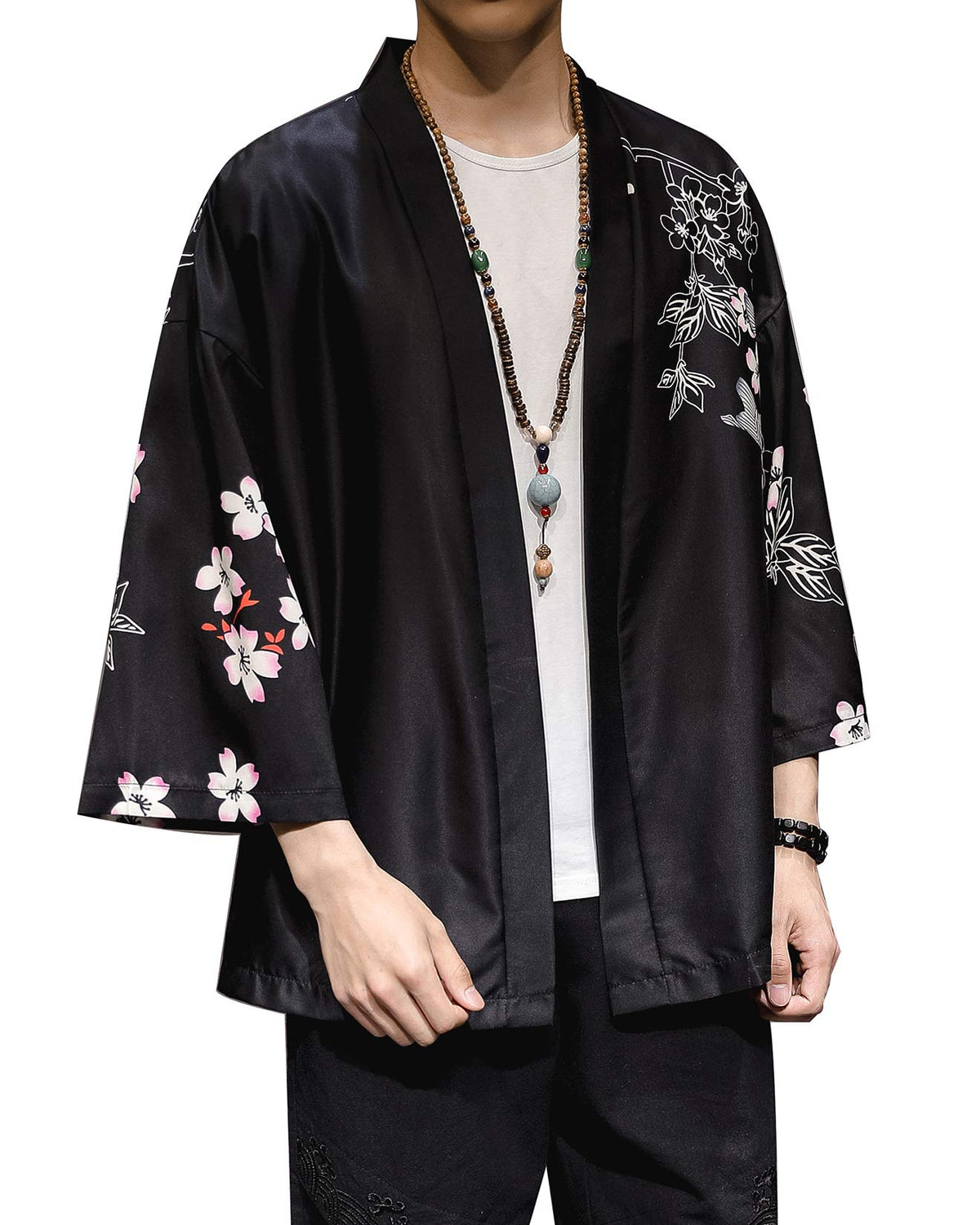 Men's Kimono Cardigan Jacket Japanese Kimono Shirt 3/4 Sleeve Printed Haori