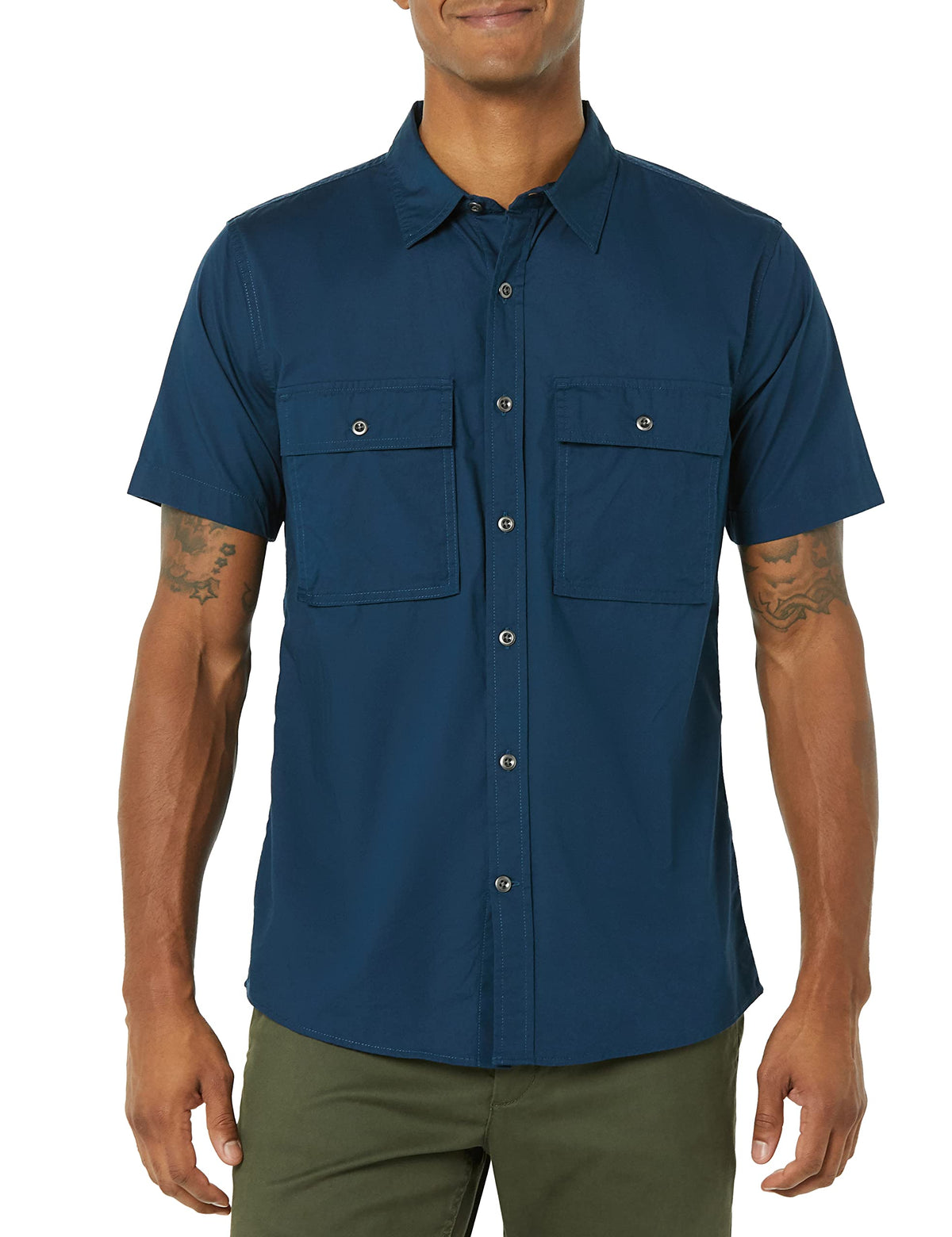 Amazon Essentials Men's Standard-Fit Short-Sleeve Two-Pocket Utility Shirt (Previously Goodthreads)