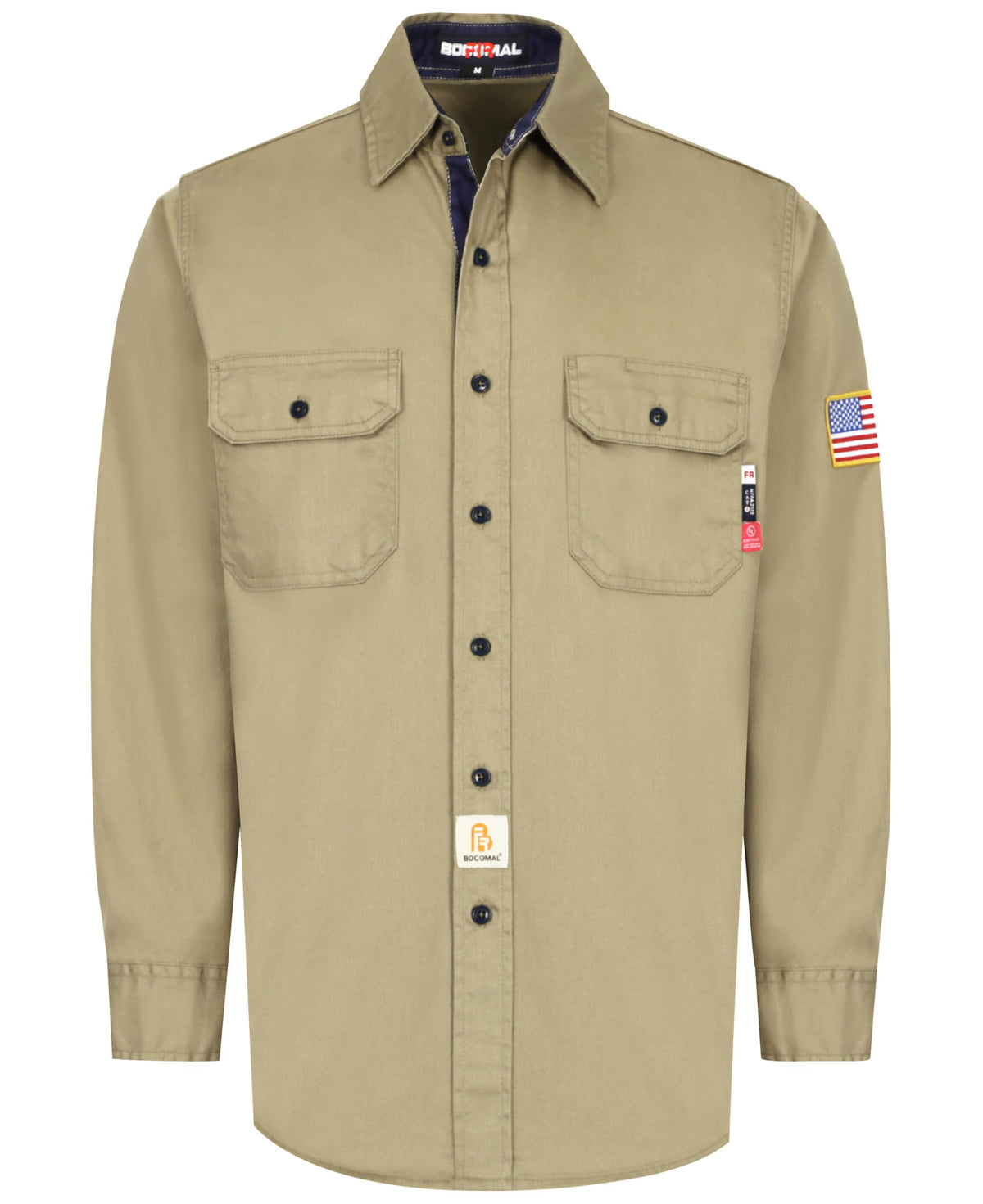 BOCOMAL FR Shirts for Men Button Down Lightweight Contrast Welding Workwear