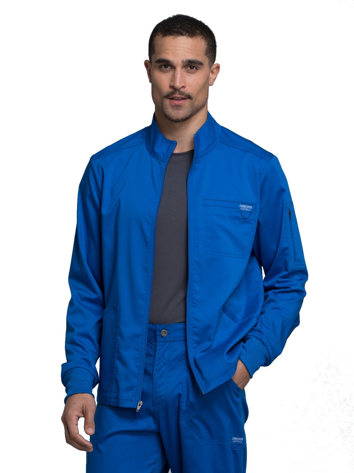 Cherokee WW Revolution Scrubs Jacket for Men Zip Front 5 Pockets