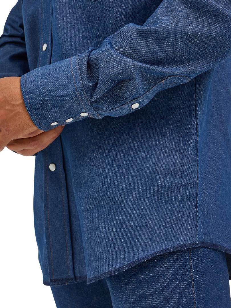 Wrangler Men's Cowboy Cut Firm Finish Western Long Sleeve Snap Work Shirt