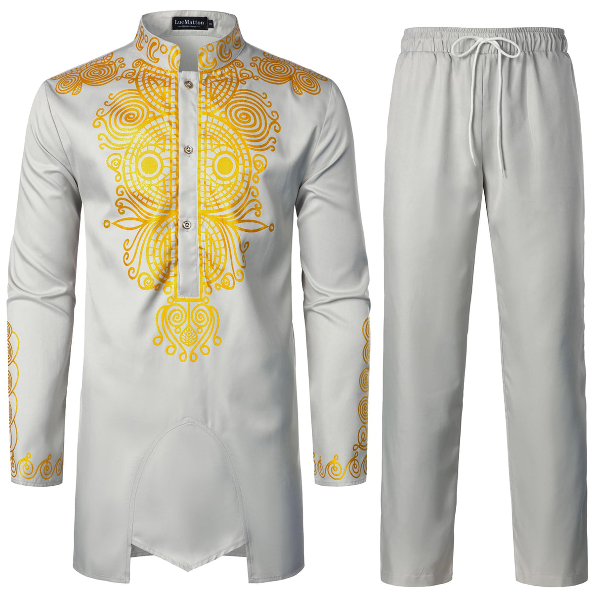 LucMatton Men's African Attire 2 Piece Dashiki Outfit