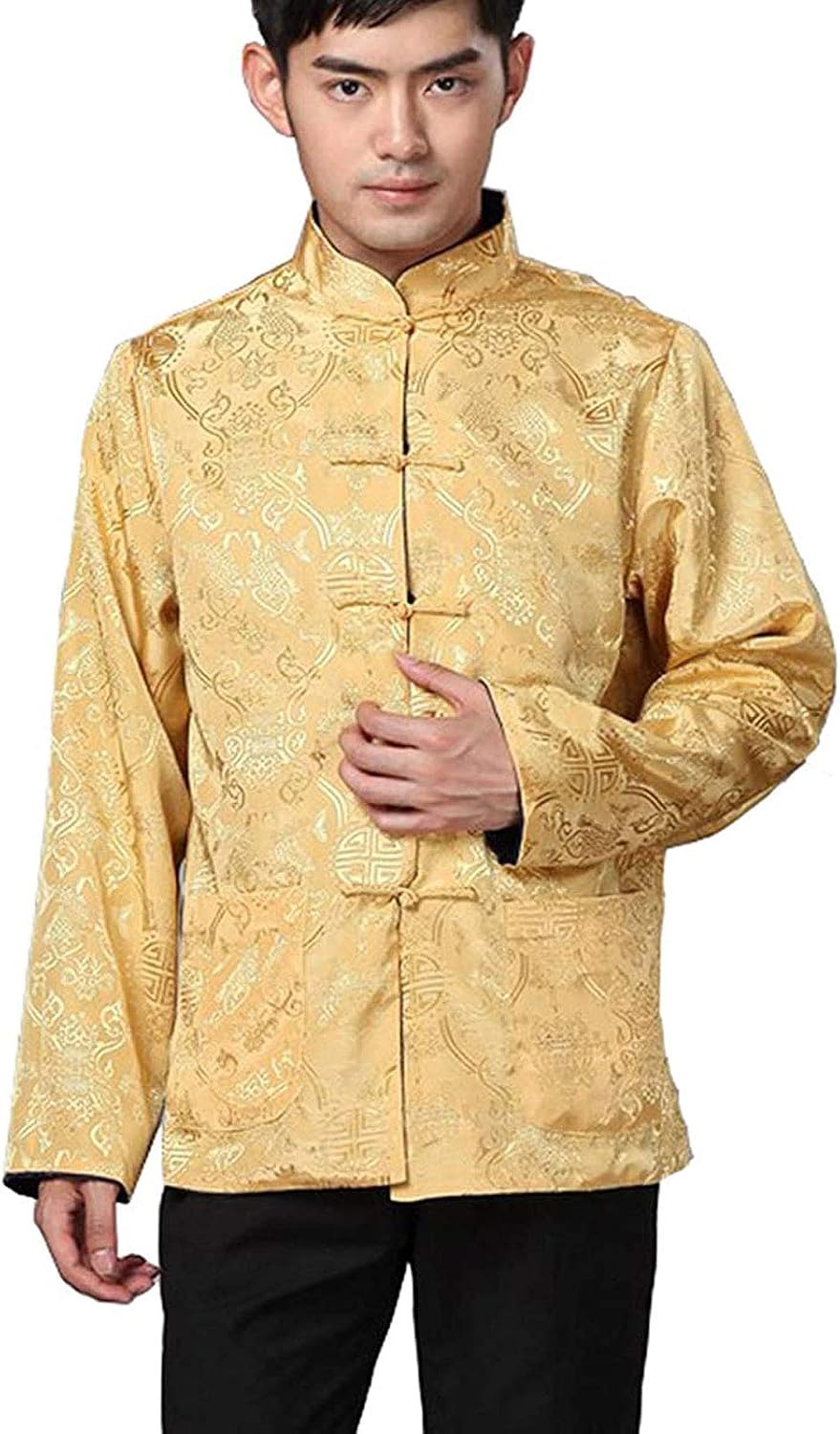 Chinese Traditional Tai Chi Uniform Long Sleeve Top Kungfu Shirt Tang Suit for Men