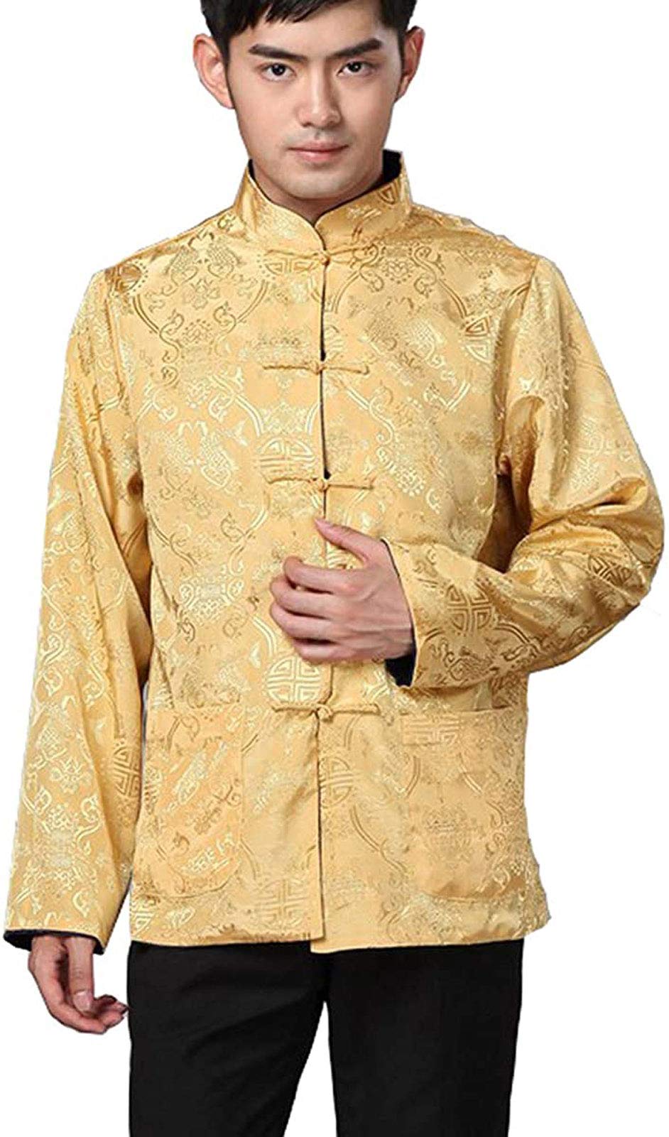 Chinese Traditional Tai Chi Uniform Long Sleeve Top Kungfu Shirt Tang Suit for Men