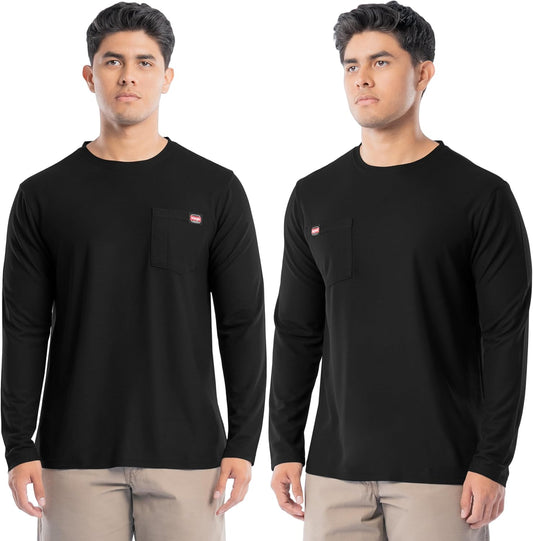 Wrangler Men's Long Sleeve UPF 40 Performance Pocket T-Shirt, 2-Pack