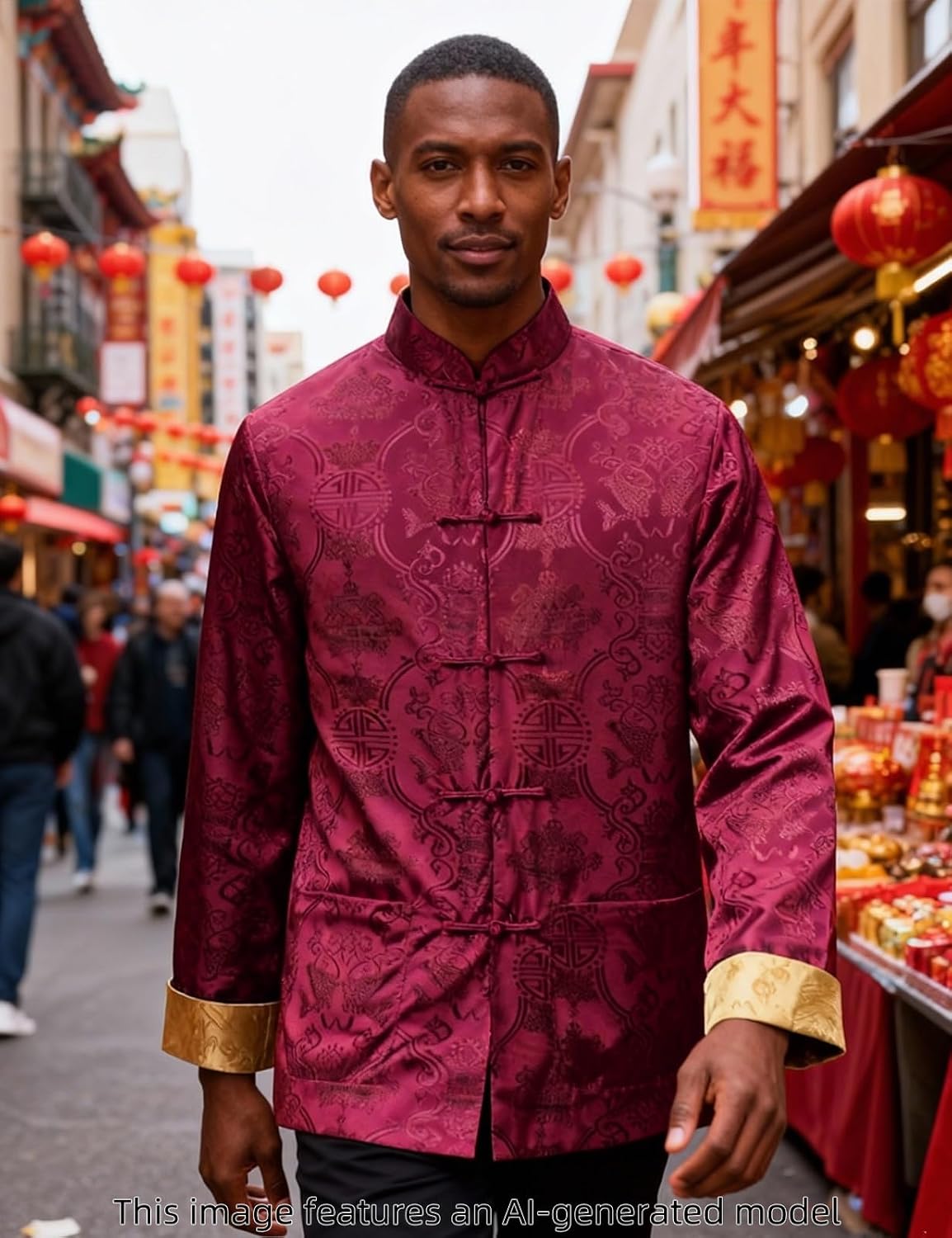 Funny World Tang Suit Men Hanfu Chinese New Year Shirt Both Sides Top