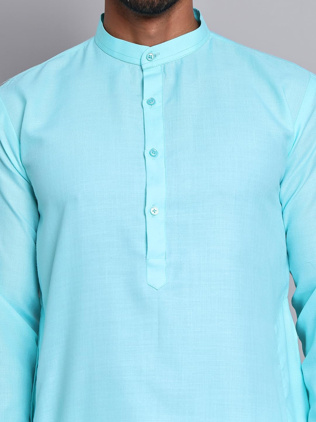 Maple Clothing Solid Cotton Men's Kurta Pajama Set Mandarin Collar Indian Ethnic Wear