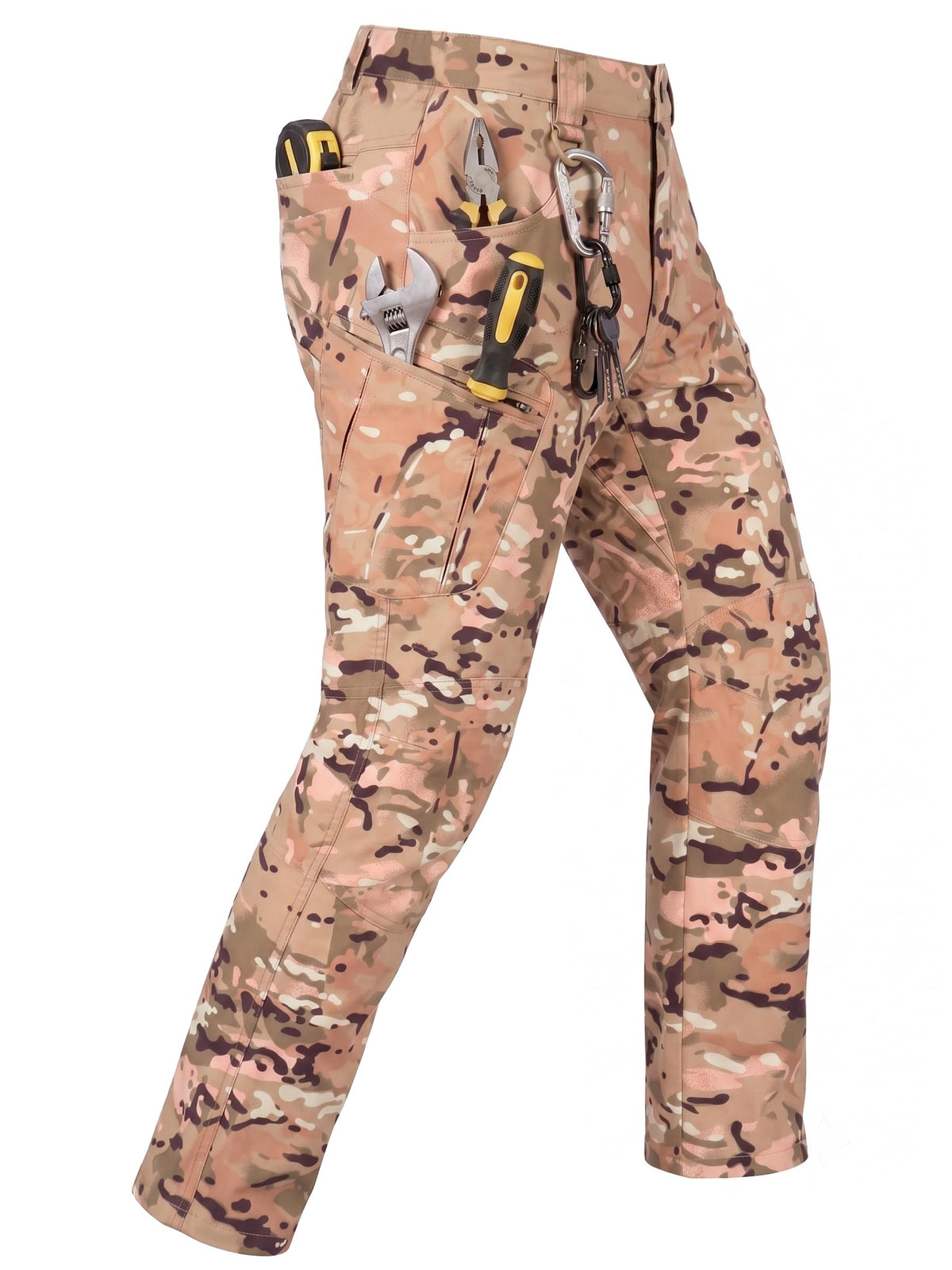 Men's Stretch Tactical Pants Lightweight Hiking Cargo Pants Water Resistant Multi Pocket Casual Outdoor Work Pants (No Belt)