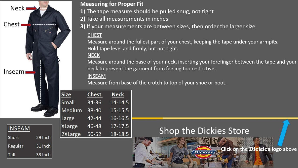 Dickies Men’s Deluxe Long Sleeve Coveralls – 7.5 oz Twill Mechanic Jumpsuit with Zipper Front Industrial Uniform Fit