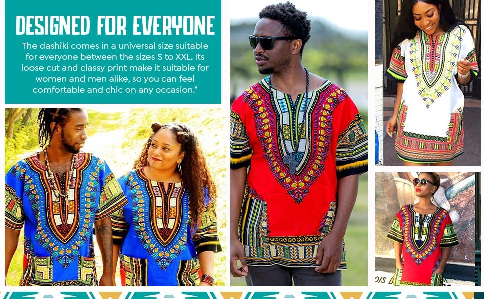 CHAINUPON African Dashiki Cotton Shirt Men Women Festival Boho Hippie 60's 70's Bohemian