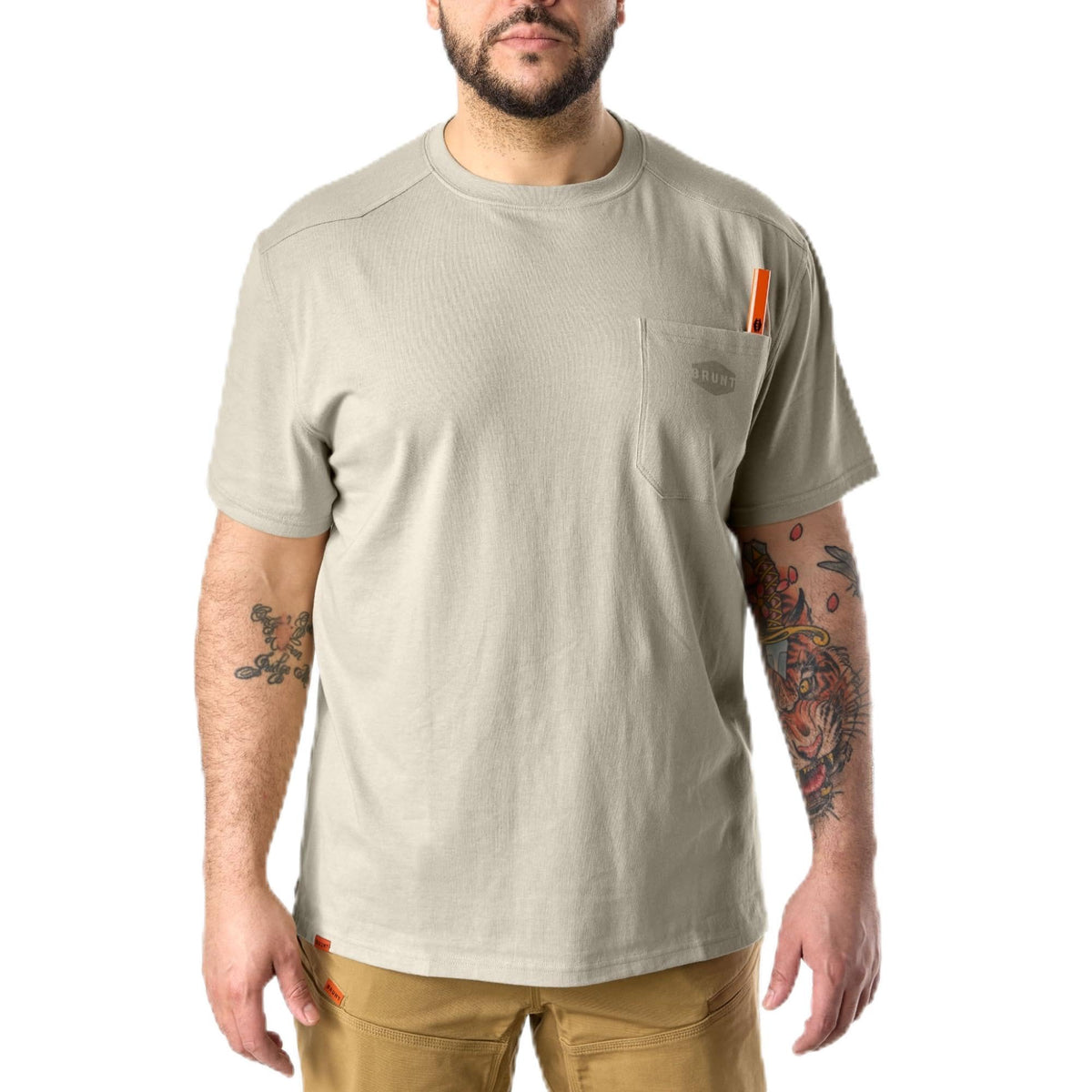 BRUNT Short-Sleeve Pocket T-Shirt - Comfortable Mid-Weight Build - Drop Shoulder Seam