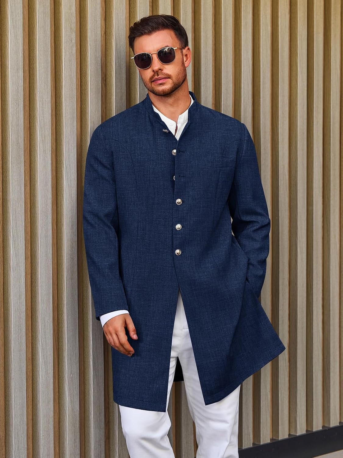 Runcati Mens Kurta Coats Sherwani Indian Royal Suits Jackets