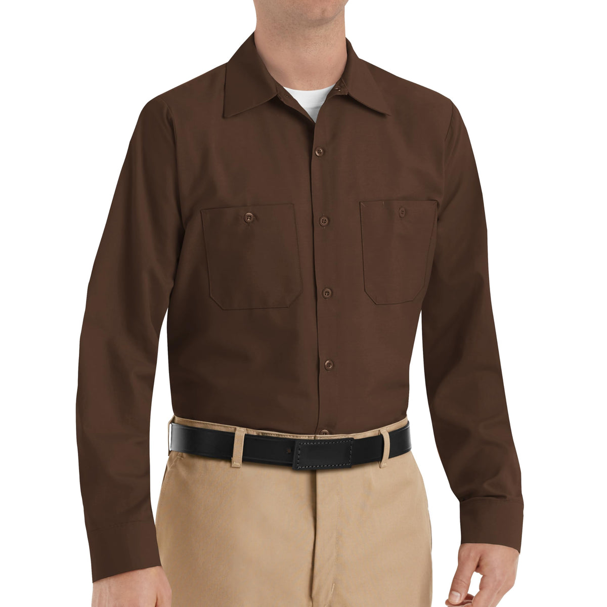 Red Kap Men's Long Sleeve Industrial Work Shirt | Moisture Wicking Button Up, Wrinkle Resistance Fights Fading & Stains