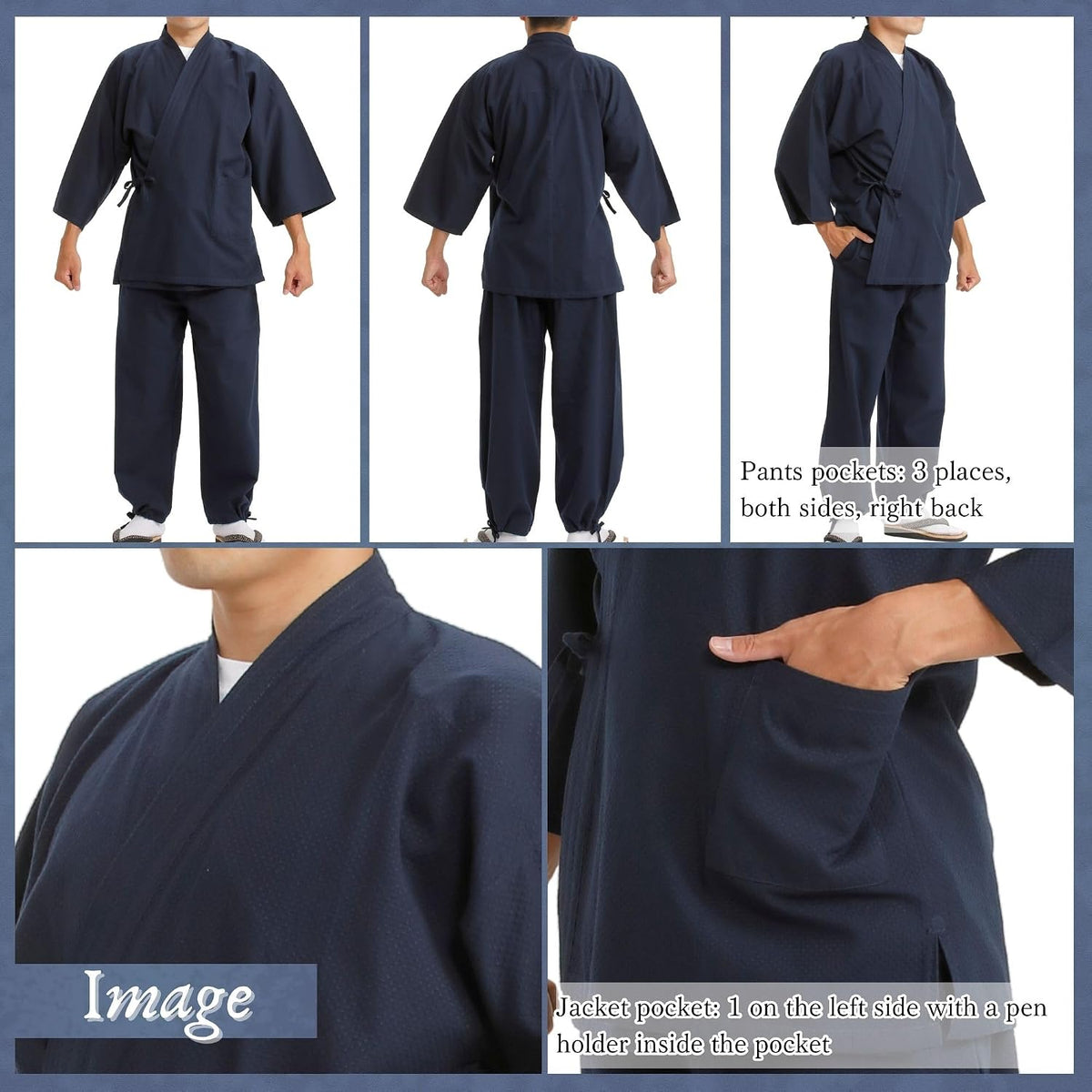 Edoten Men's Japan Kimono quilted clothes Sashiko Samue