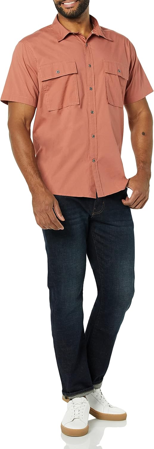 Amazon Essentials Men's Standard-Fit Short-Sleeve Two-Pocket Utility Shirt (Previously Goodthreads)
