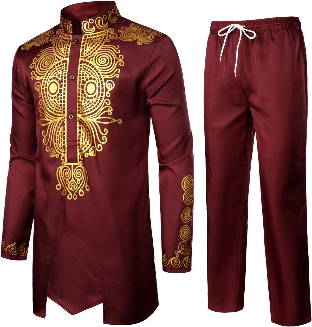 LucMatton Men's African Attire 2 Piece Dashiki Outfit
