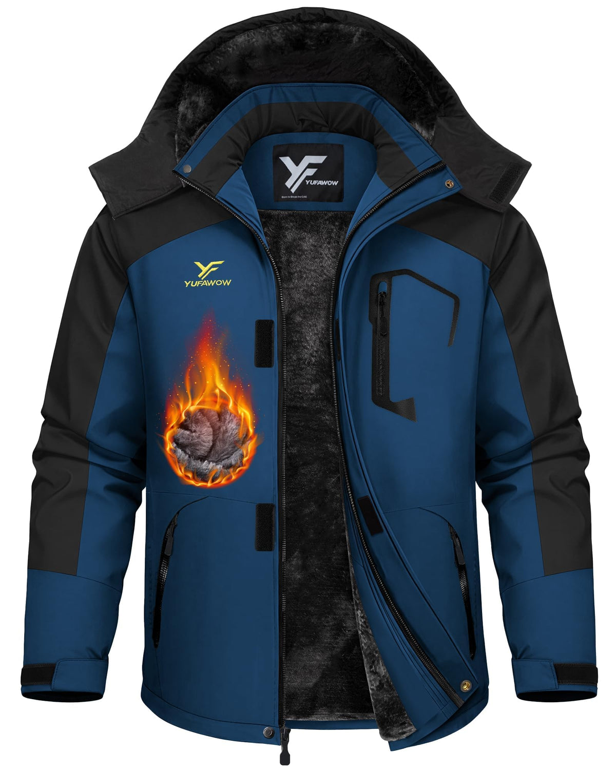 Men Winter Jacket Waterproof Windbreaker Warm Fleece Lined for Winter Outdoor Work Sports Skiing Snowboard Camping Hiking