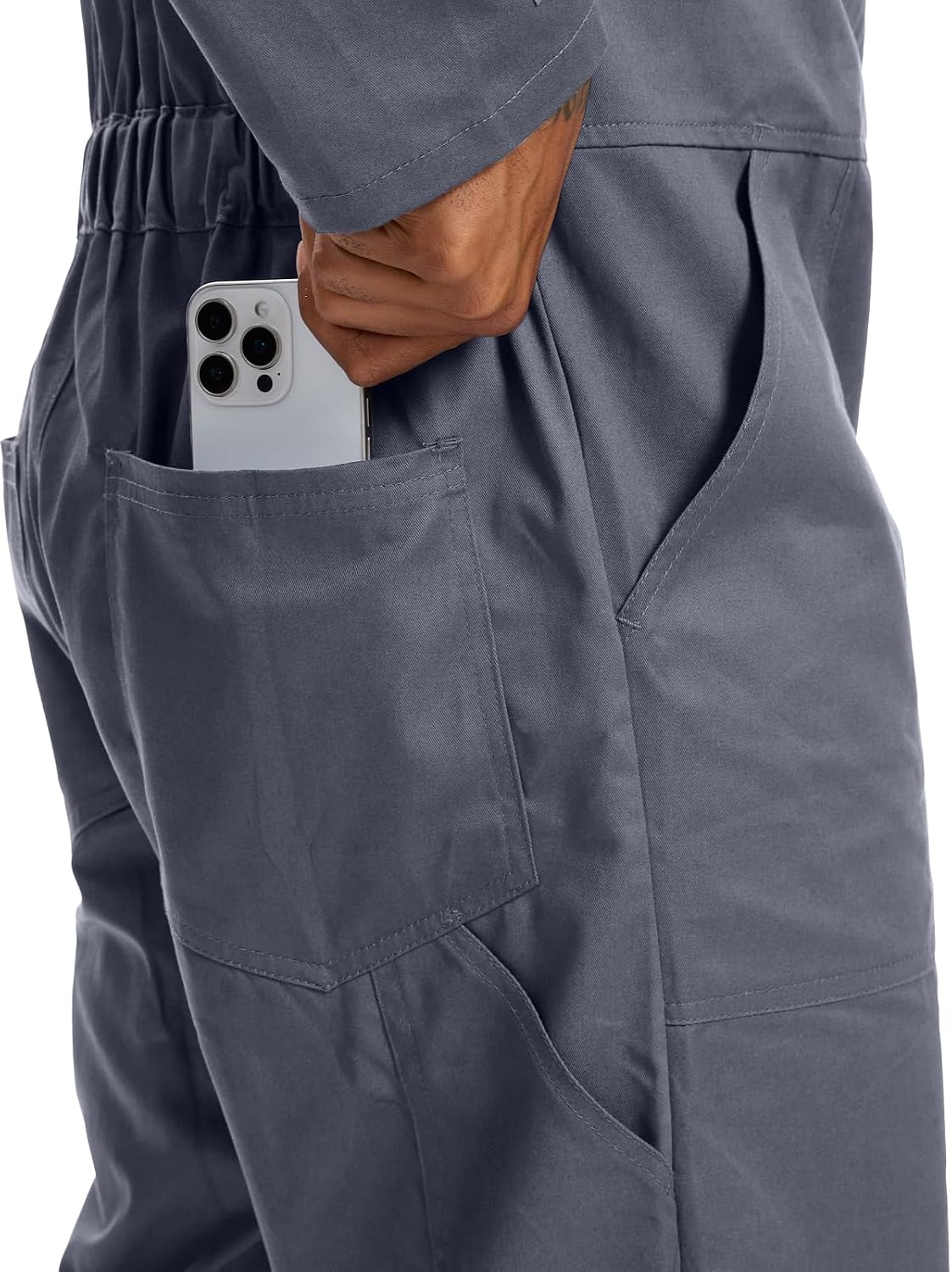 WORK IDEA Men's Coveralls Long Sleeve Workwear Jumpsuit Multi Pockets