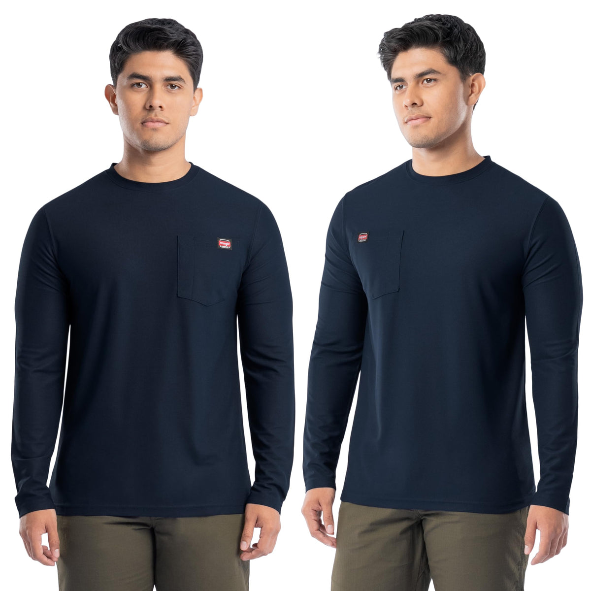Wrangler Men's Long Sleeve UPF 40 Performance Pocket T-Shirt, 2-Pack