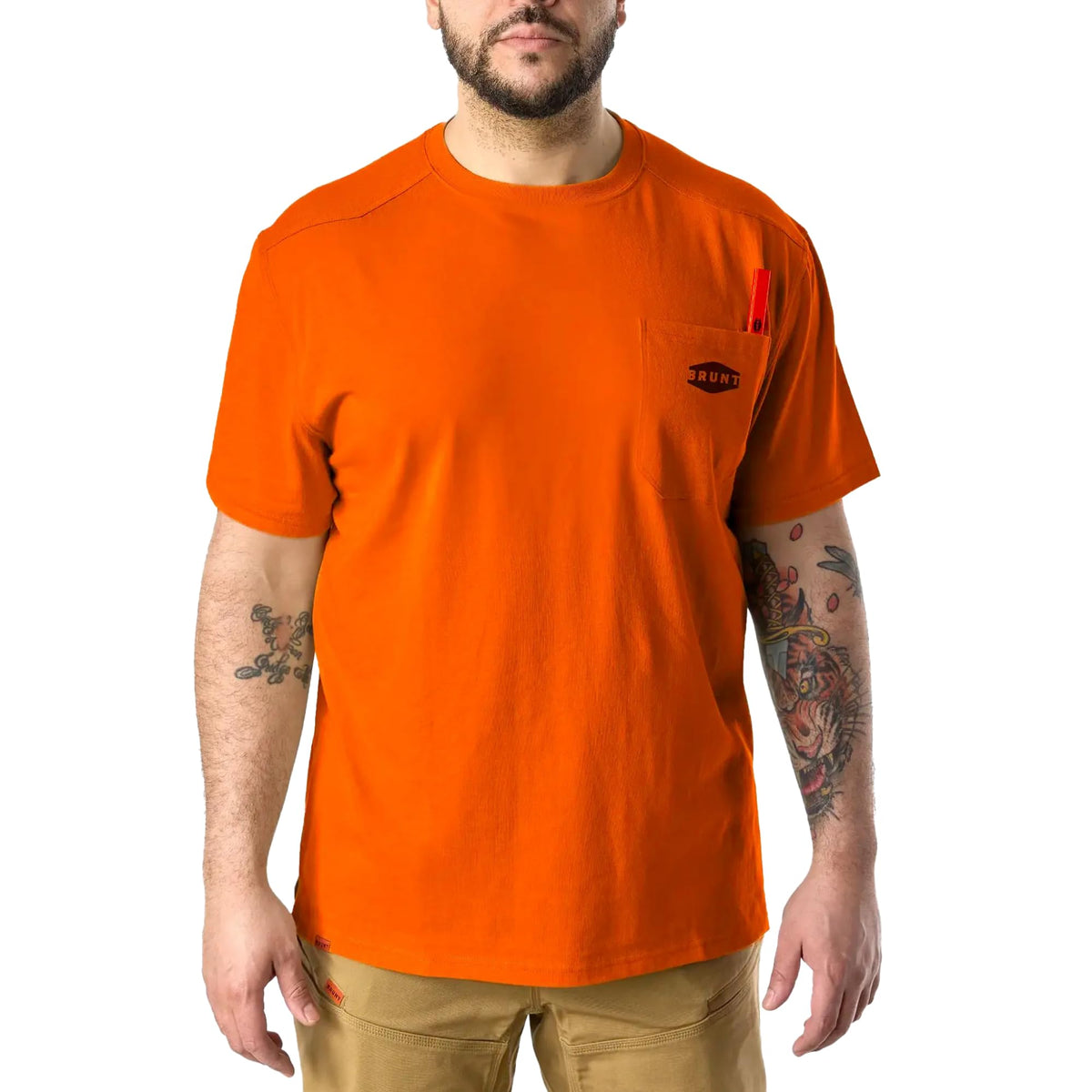 BRUNT Short-Sleeve Pocket T-Shirt - Comfortable Mid-Weight Build - Drop Shoulder Seam