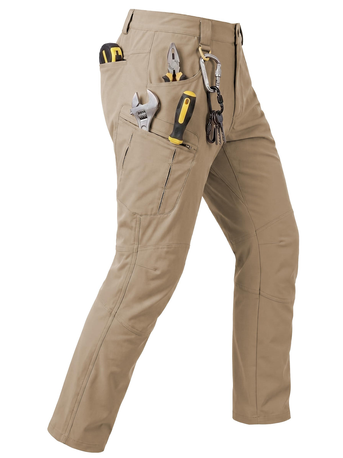 Men's Stretch Tactical Pants Lightweight Hiking Cargo Pants Water Resistant Multi Pocket Casual Outdoor Work Pants (No Belt)