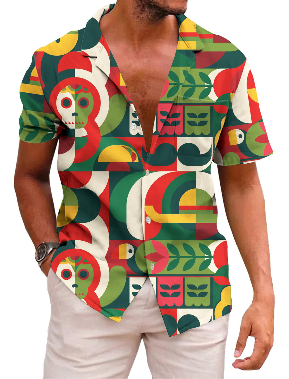 KYKU Mexico Shirt for Men Funny Beach Shirts Hawaiian Button Down Short Sleeve