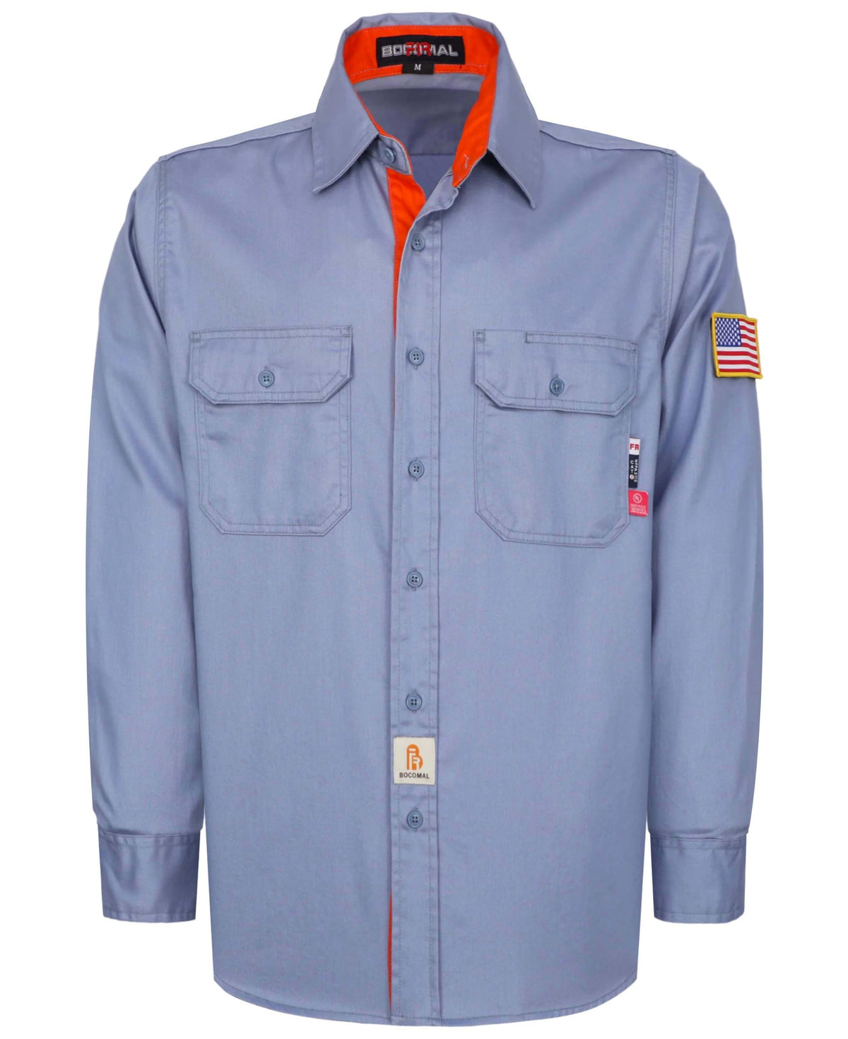 BOCOMAL FR Shirts for Men Button Down Lightweight Contrast Welding Workwear