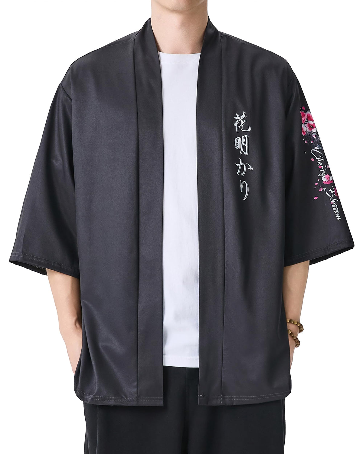 Men's Kimono Cardigan Jacket Japanese Kimono Shirt 3/4 Sleeve Printed Haori