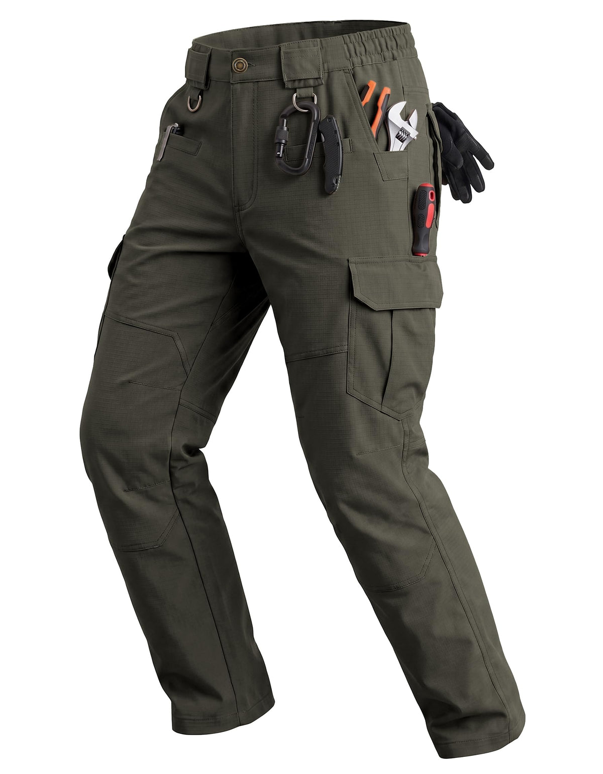 Men's Work Pants Hiking Ripstop Tactical Construction Cargo Pants 8 Pockets