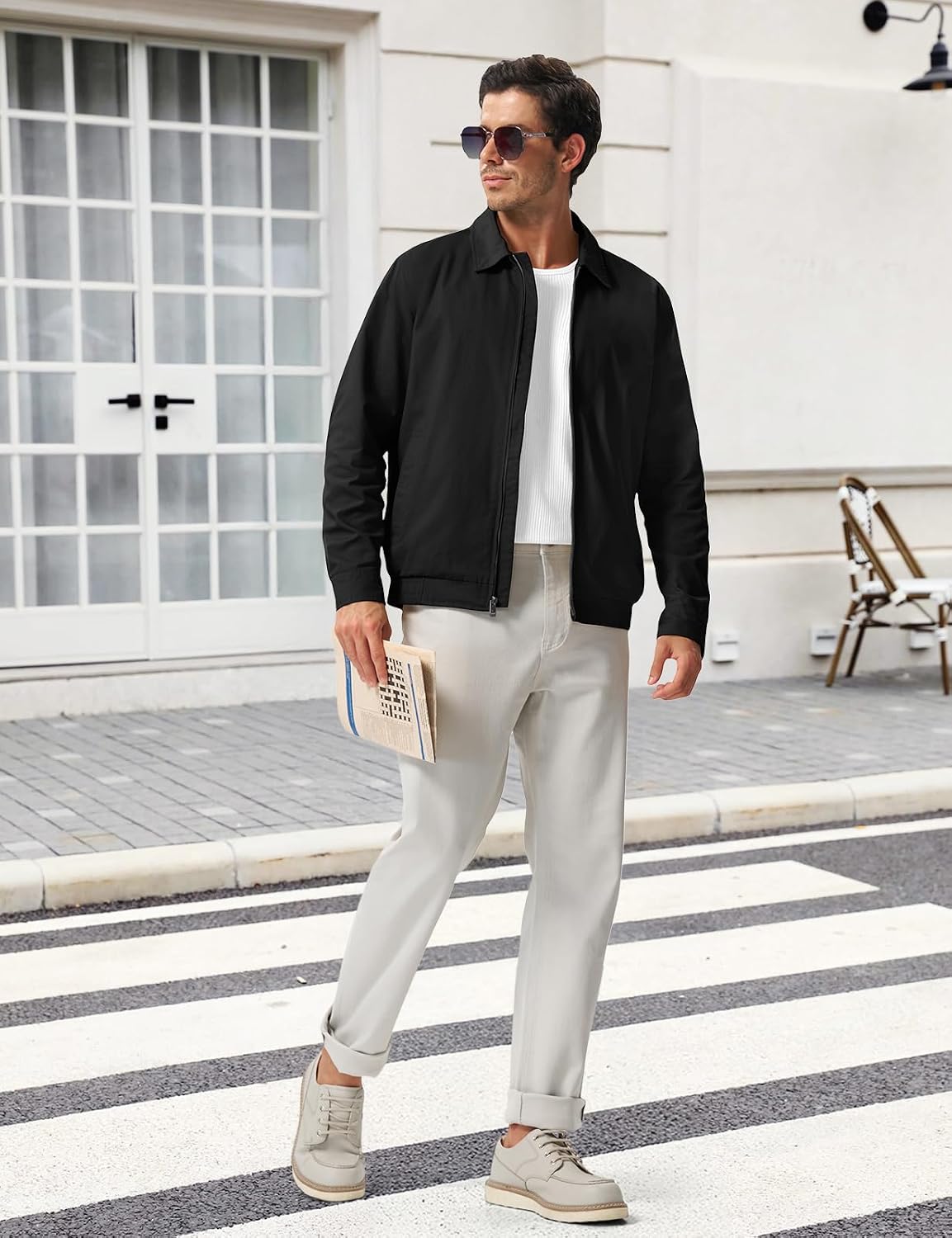 TBMPOY Men's Casual Cotton Jacket Lightweight Full Zip Canvas Lapel Jackets Business Work Windbreaker with 3 Pockets