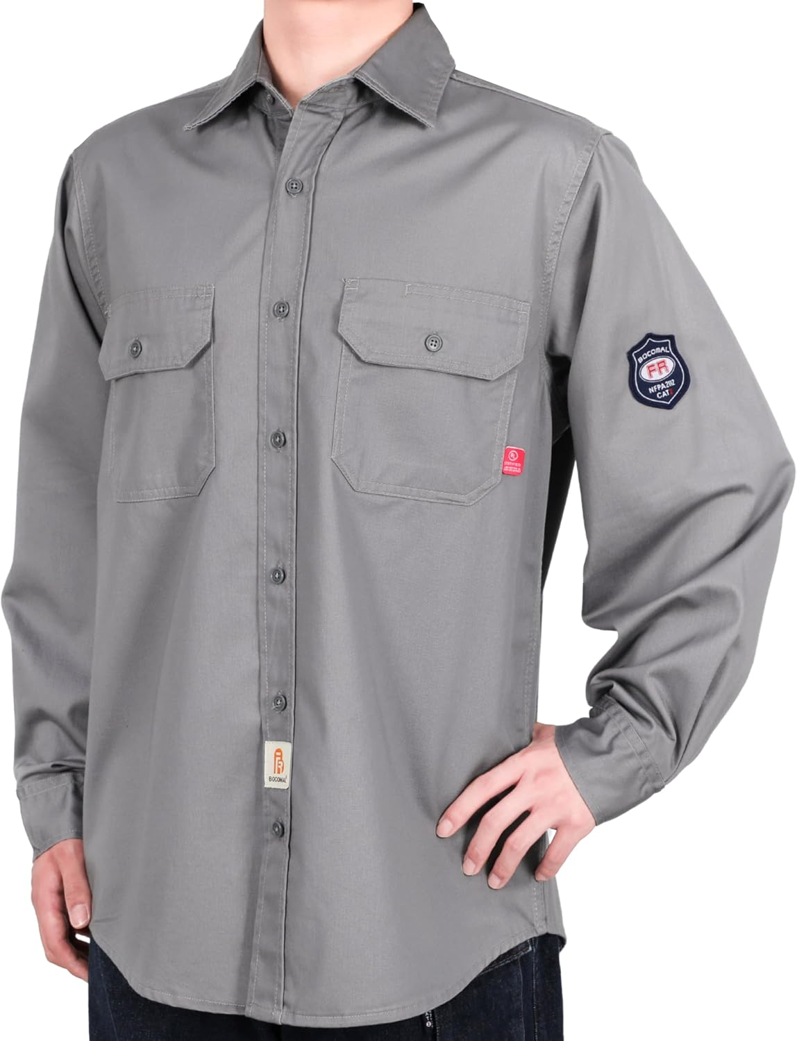 BOCOMAL Men's FR Shirts 6.25oz Lightweight Flame Resistant Welding Workwear