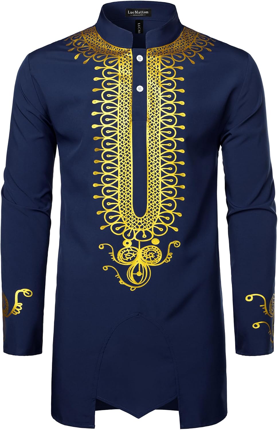 LucMatton Men's African Attire Dashiki Long Sleeve Shirts