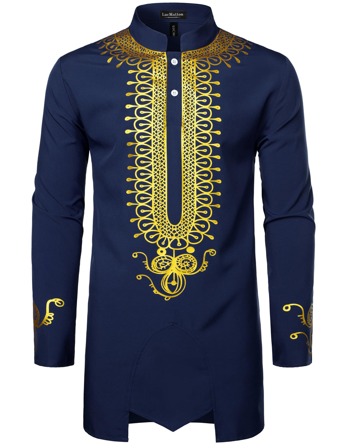 LucMatton Men's African Attire Dashiki Long Sleeve Shirts