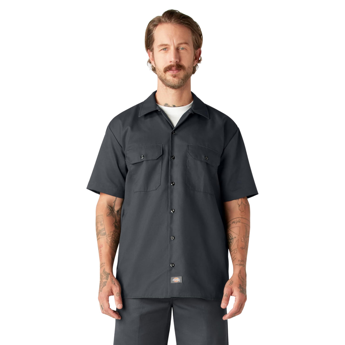 Dickies Men’s Short Sleeve Work Shirt – Durable Twill Button Down Shirts for Men, Lightweight Uniform for Daily Wear