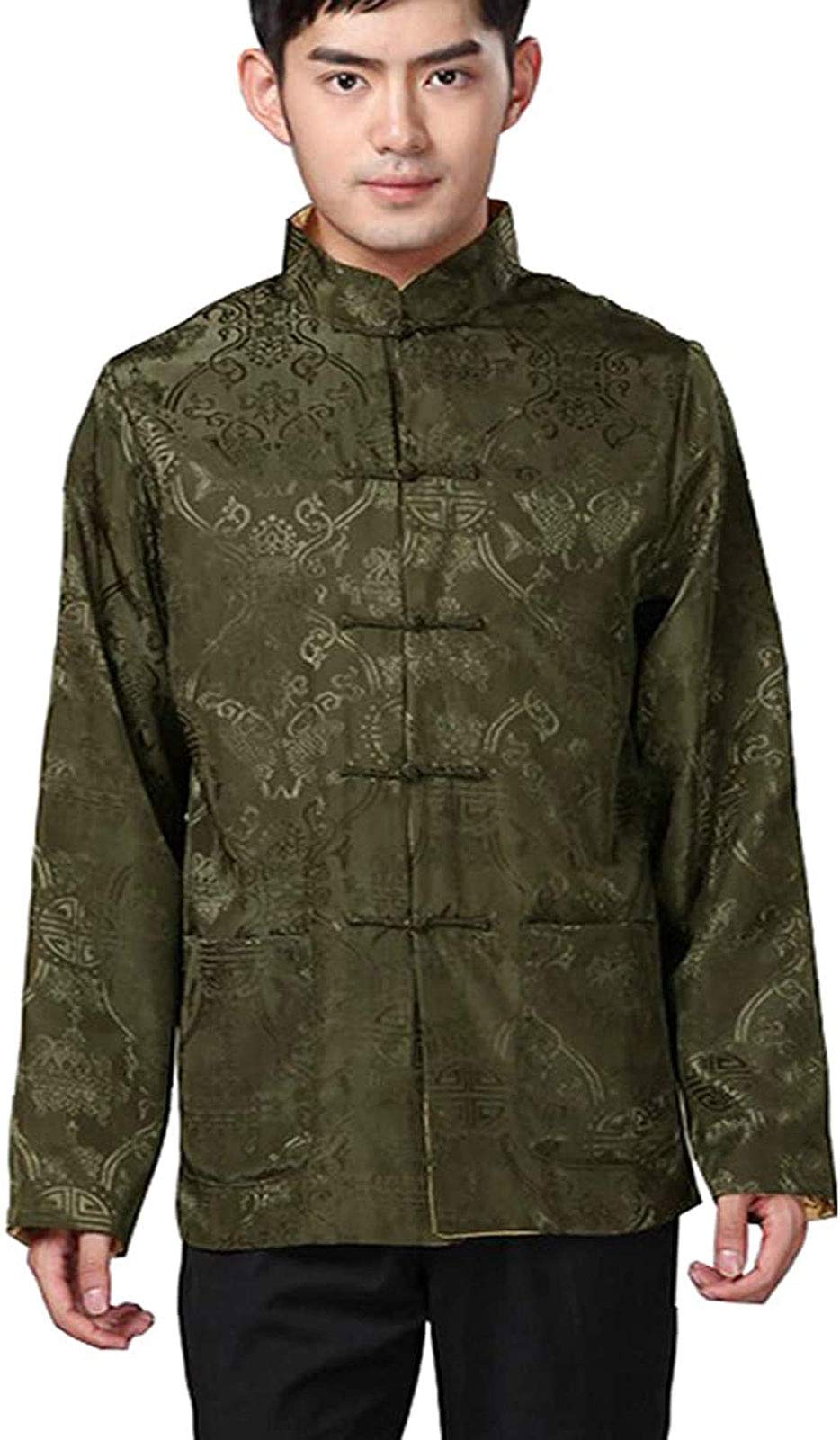 Chinese Traditional Tai Chi Uniform Long Sleeve Top Kungfu Shirt Tang Suit for Men
