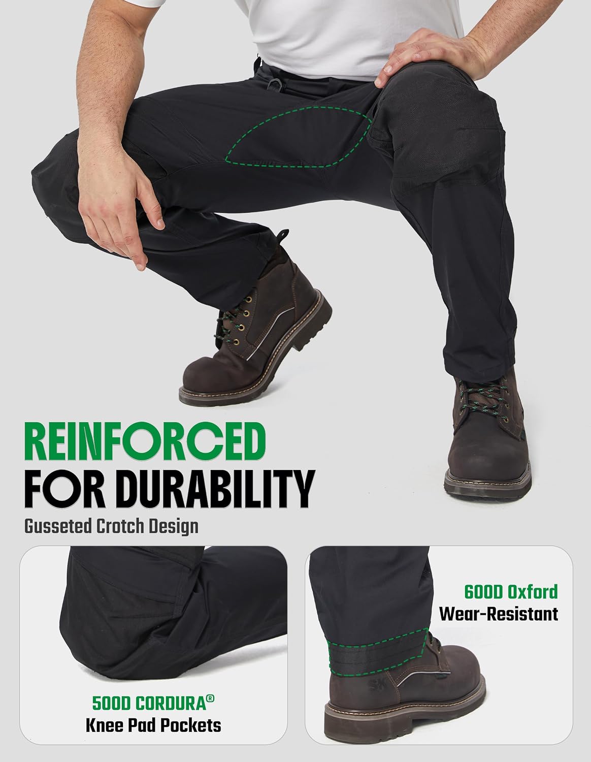 SK Construction Work Pants for Men Stretch Ripstop Water-Resistant Pants