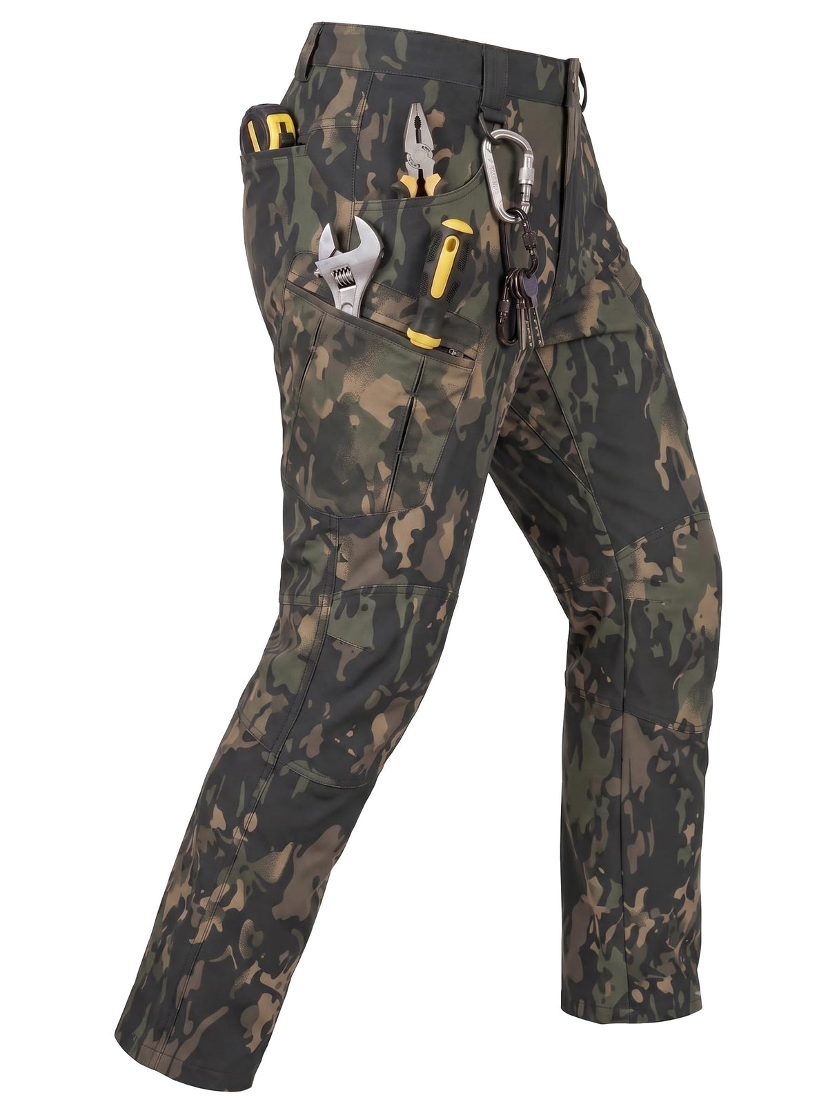Men's Stretch Tactical Pants Lightweight Hiking Cargo Pants Water Resistant Multi Pocket Casual Outdoor Work Pants (No Belt)
