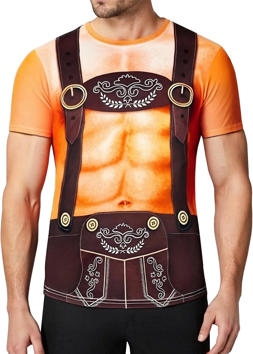 Mens Oktoberfest Lederhosen Shirt Cotume T-Shirt