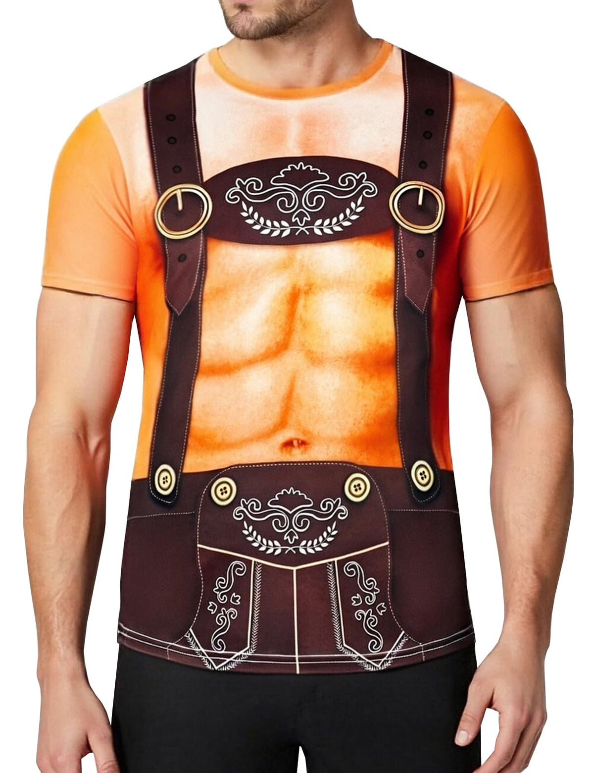 Mens Oktoberfest Lederhosen Shirt Cotume T-Shirt