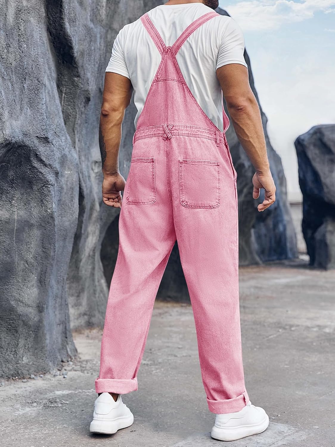 Runcati Men's Denim Bib Overall Jean Romper