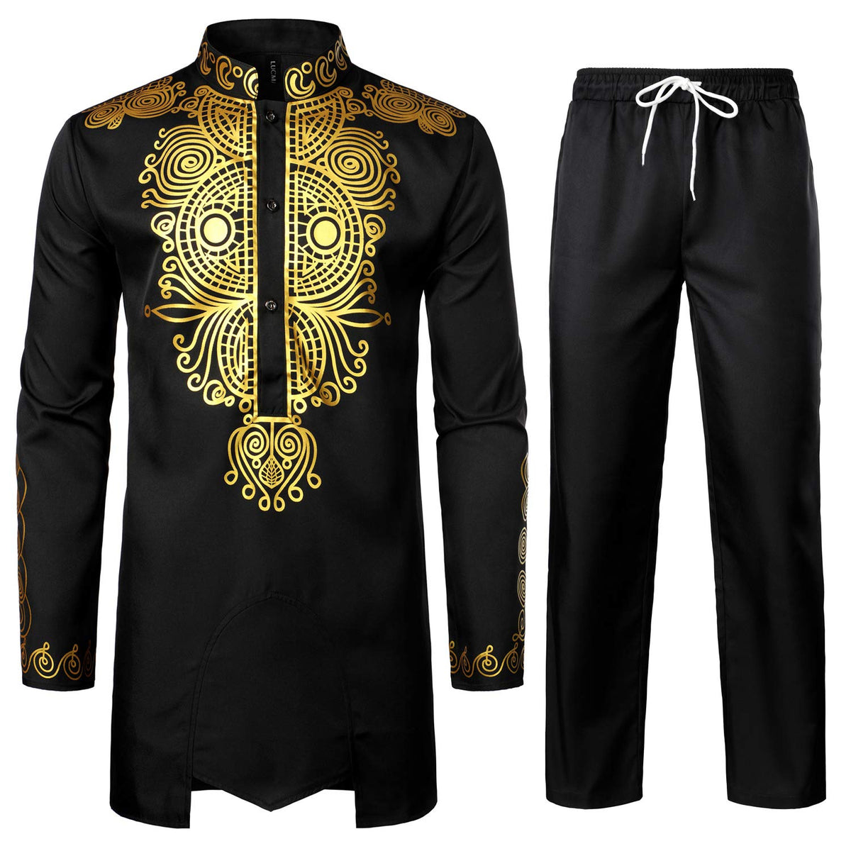 LucMatton Men's African Attire 2 Piece Dashiki Outfit